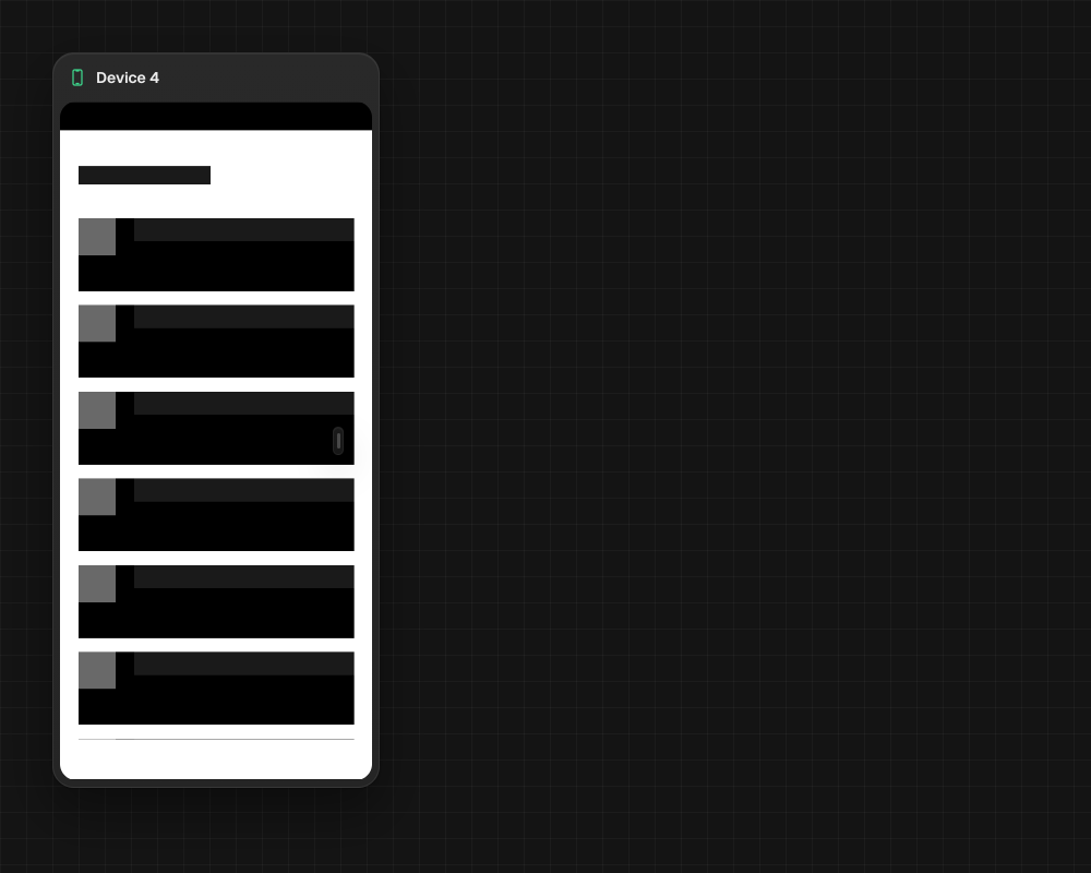 Android device portal showing a sample device screen