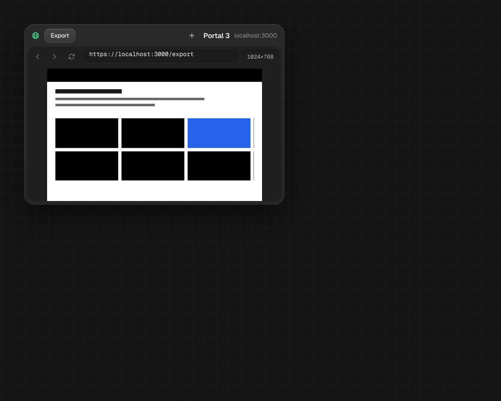 Browser portal with address bar, page, and tab controls